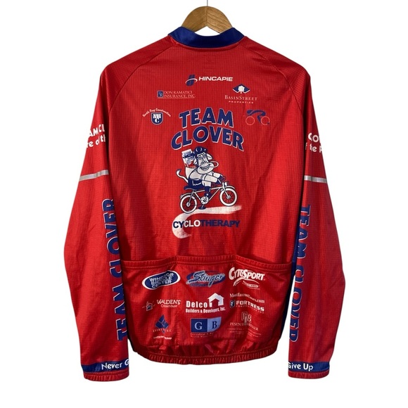 Hincapie Team Clover Cycling Jersey Red Blue Full Zip Long Sleeve Size M - Picture 3 of 14